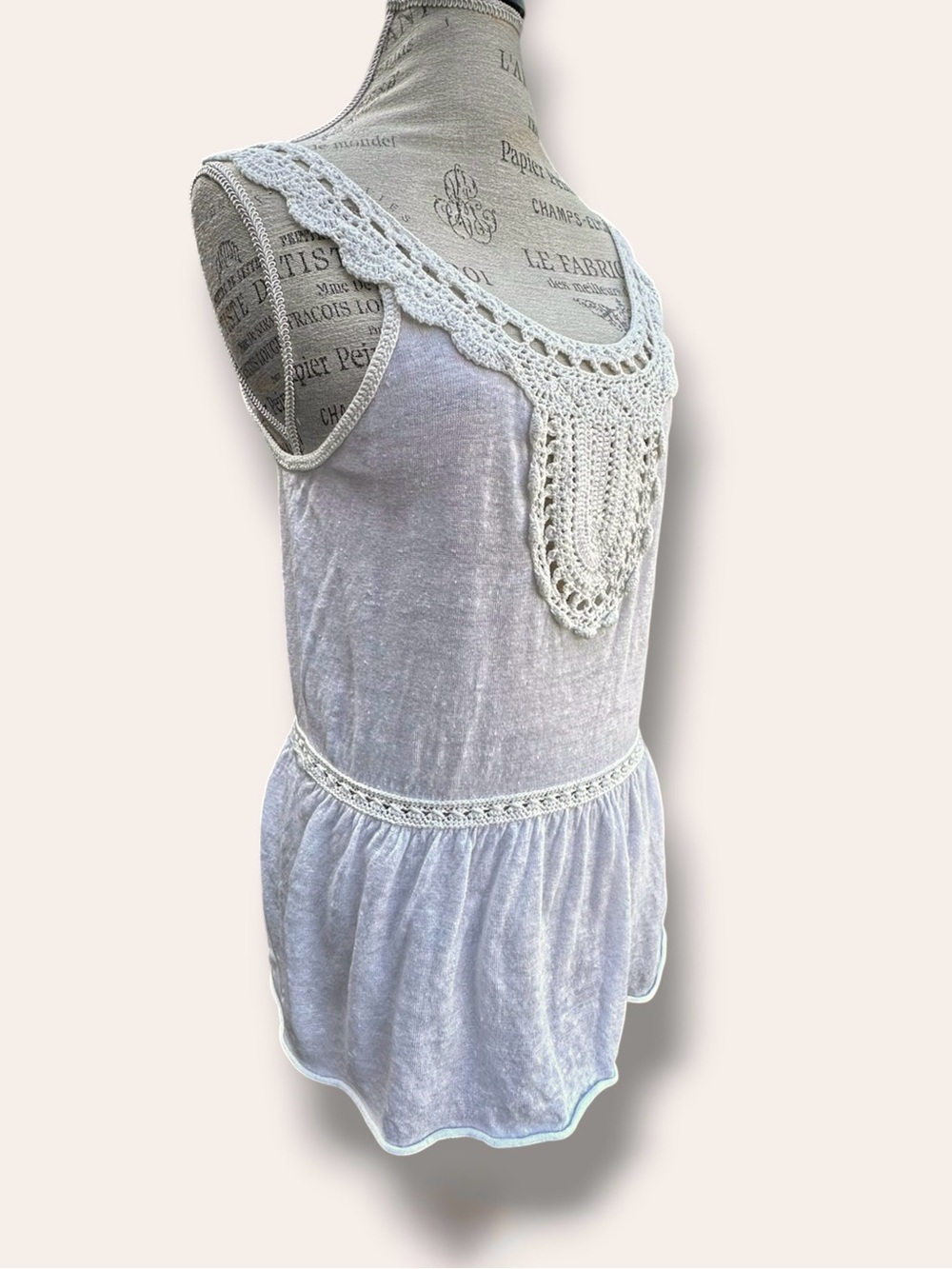 Banana Republic 100% Linen Crochet Knit Lace Peplum Tank Top Size M SUM11 - Picture 5 of 16